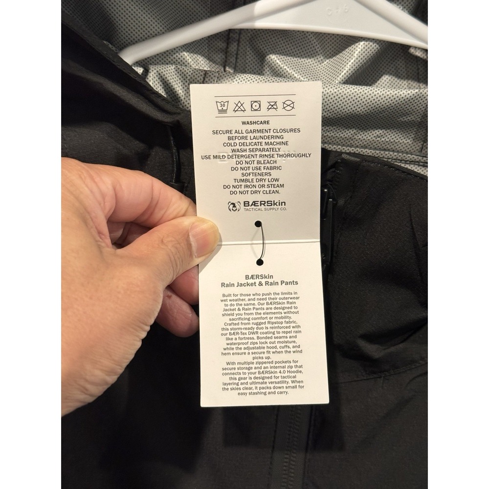 Baerskin Tactical Rain Jacket Mens Sz XL Black Waterproof Hooded Lightweight - Picture 7 of 16
